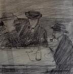 Lajos Gulácsy At the Table 12×11cm pencil on paper No Sign. From The Keleti-Vörösváry Collection