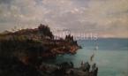 Györök Leó  Tájkép az Adriai-tengerrel, 1880-as évek   60.5×100cm olaj, vászon Jel. j. l. Györök L