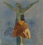 Vajda Lajos  Kollázs feszülettel,  1937  31.5×30.5cm kollázs, vt. papír  Jn. Kiállítva, Reprodukálva