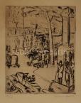 Zsigmond Walleshausen  Street in Paris, c' 1925    18×12cm  etching in paper  Signed bottom right: Walleshausen 
