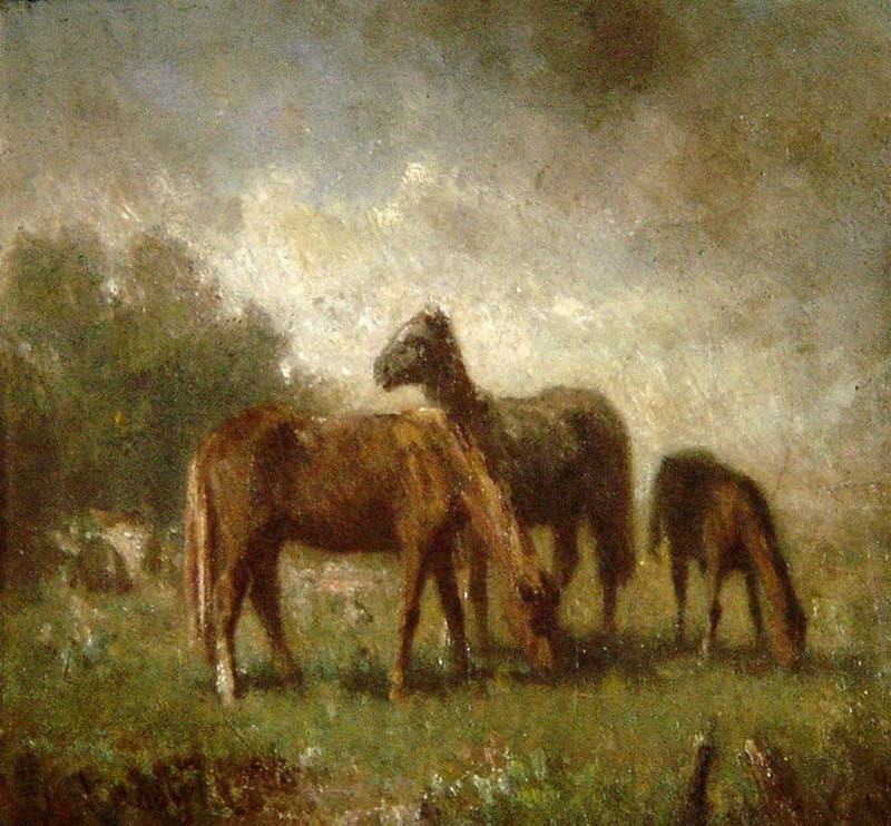 Munkácsy Mihály, Legelésző lovak, 1866